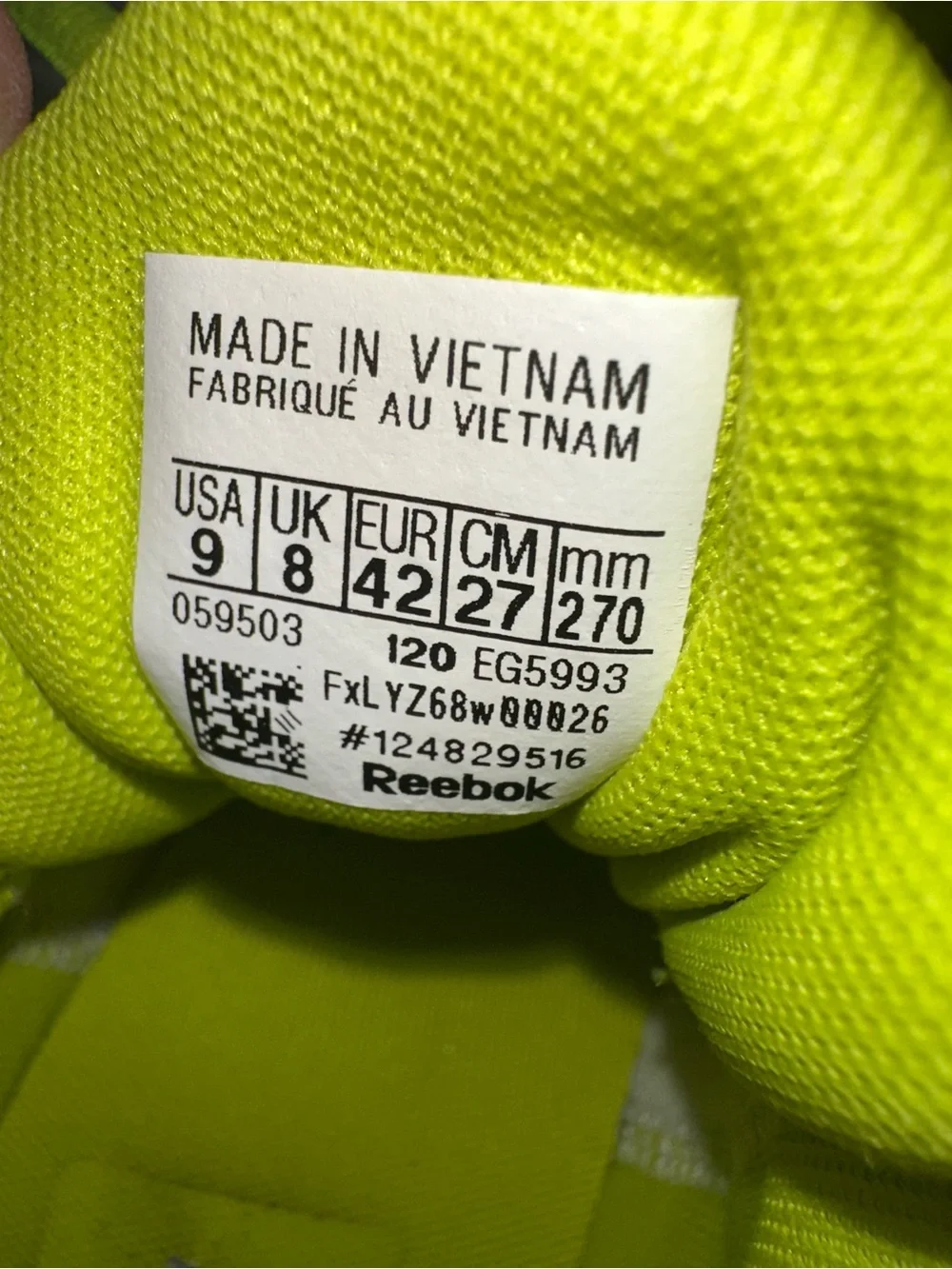 Reebok DMX Neon Yellow Athletic Sneakers Men’s Size 9